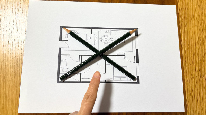 家の中心を調べる時に使用する間取り図