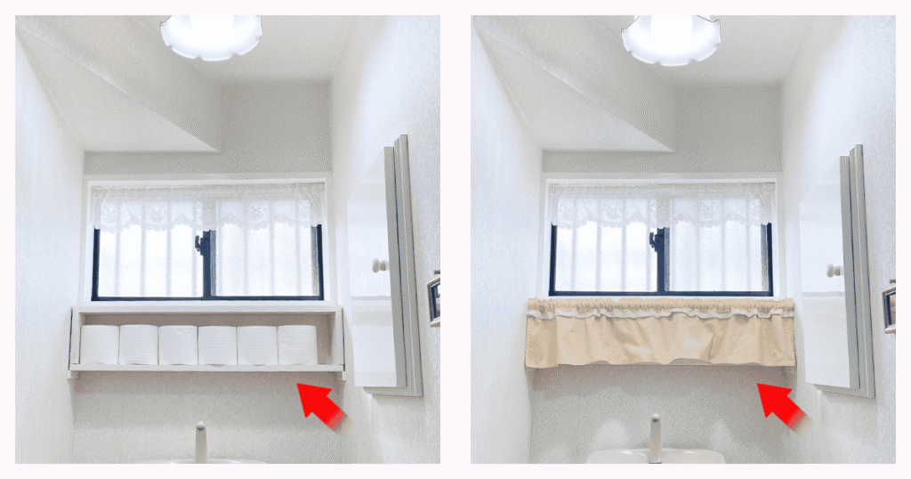 DIYで作成したトイレットペーパーが６個収納できる棚